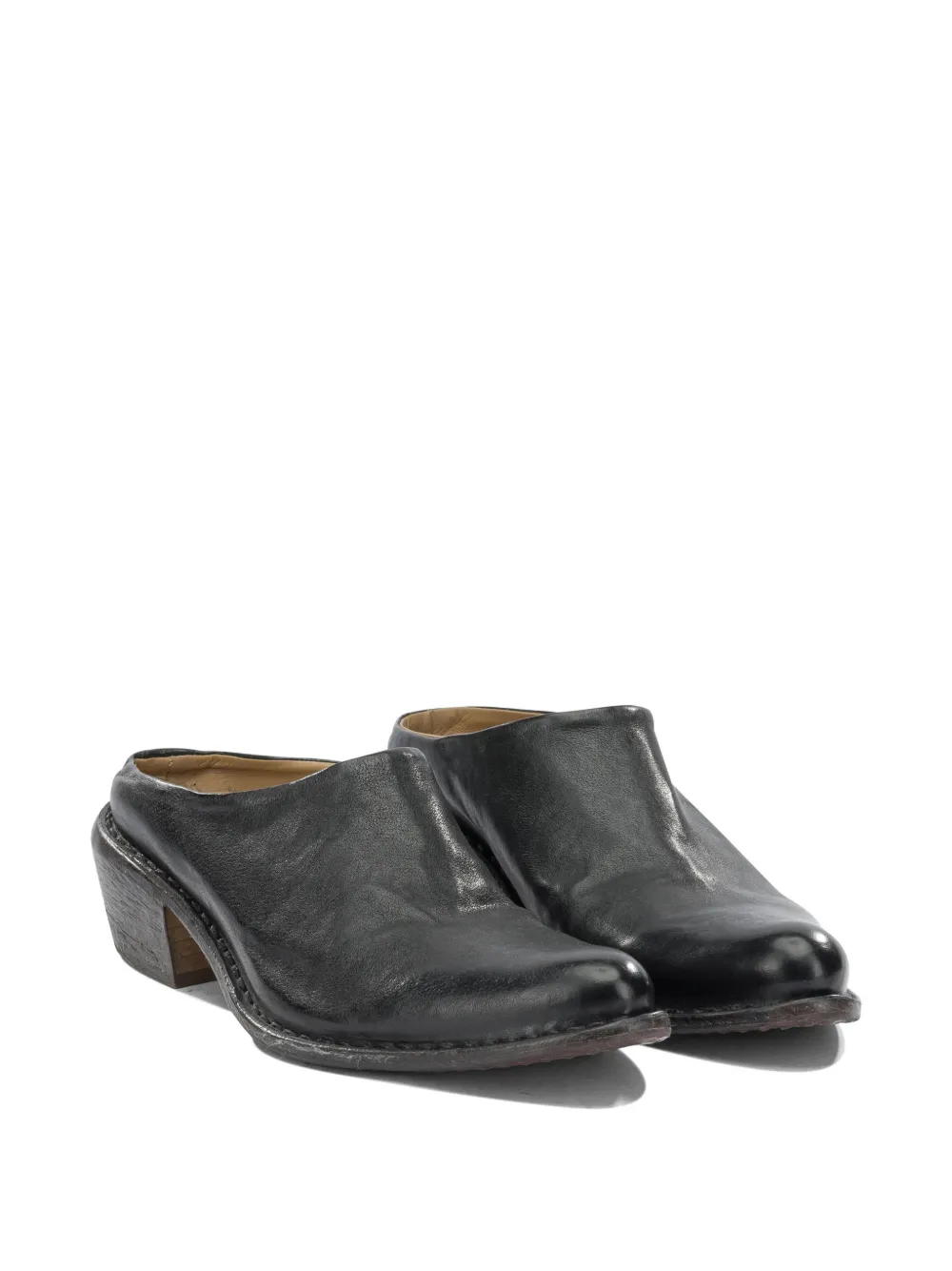 Moma leather slip-on mules Zwart