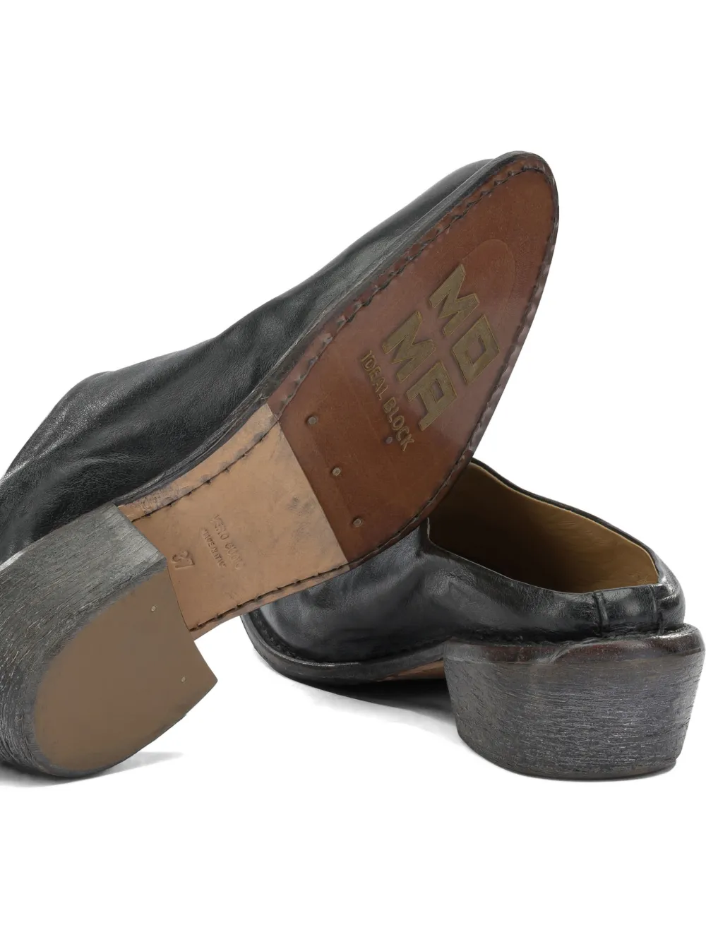 Moma leather slip-on mules Zwart