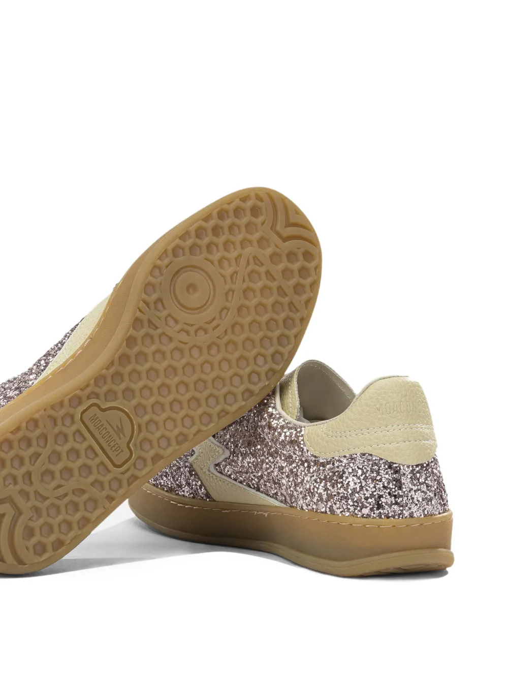 MOA CONCEPT glitter-embellished leather sneakers Roze