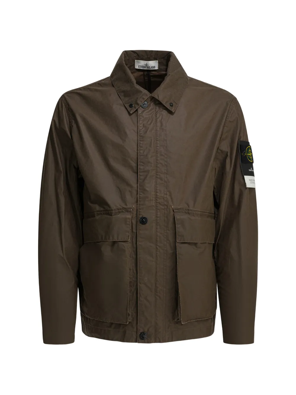 Stone Island flap-pocket waxed shirt jacket - Braun