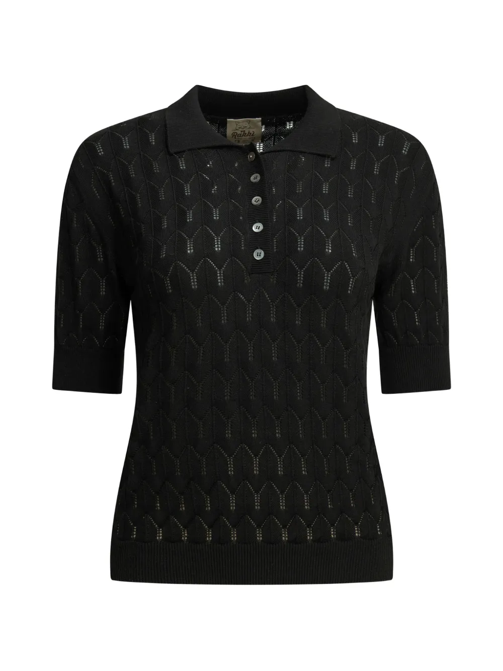 RAKKI California pointelle-knit polo top - Nero
