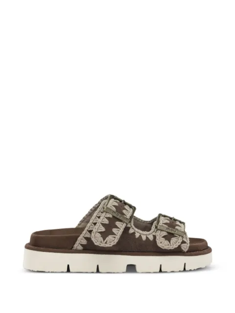Mou crochet-trim buckle-fastening sandals