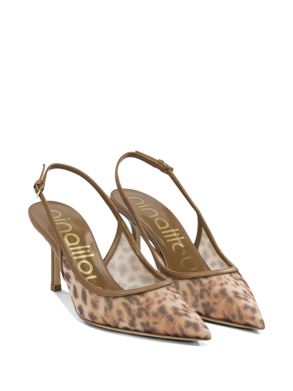 Ninalilou Eva 70 pumps met luipaardprint Bruin