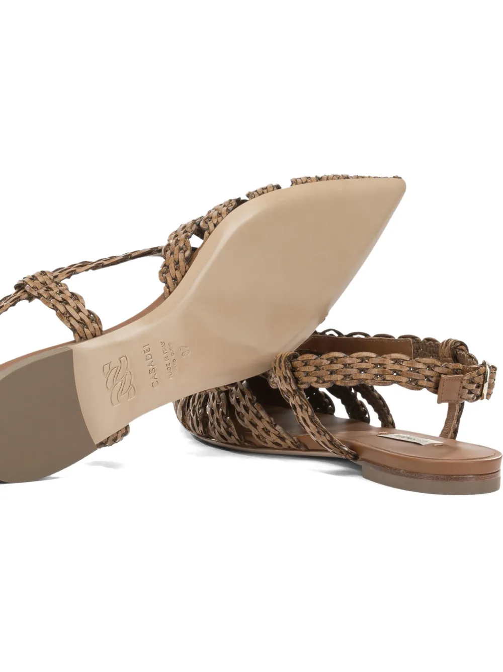 Casadei Avenida woven leather flat pumps Bruin