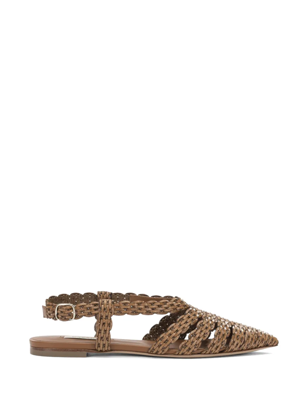 Casadei Avenida woven leather flat pumps Bruin