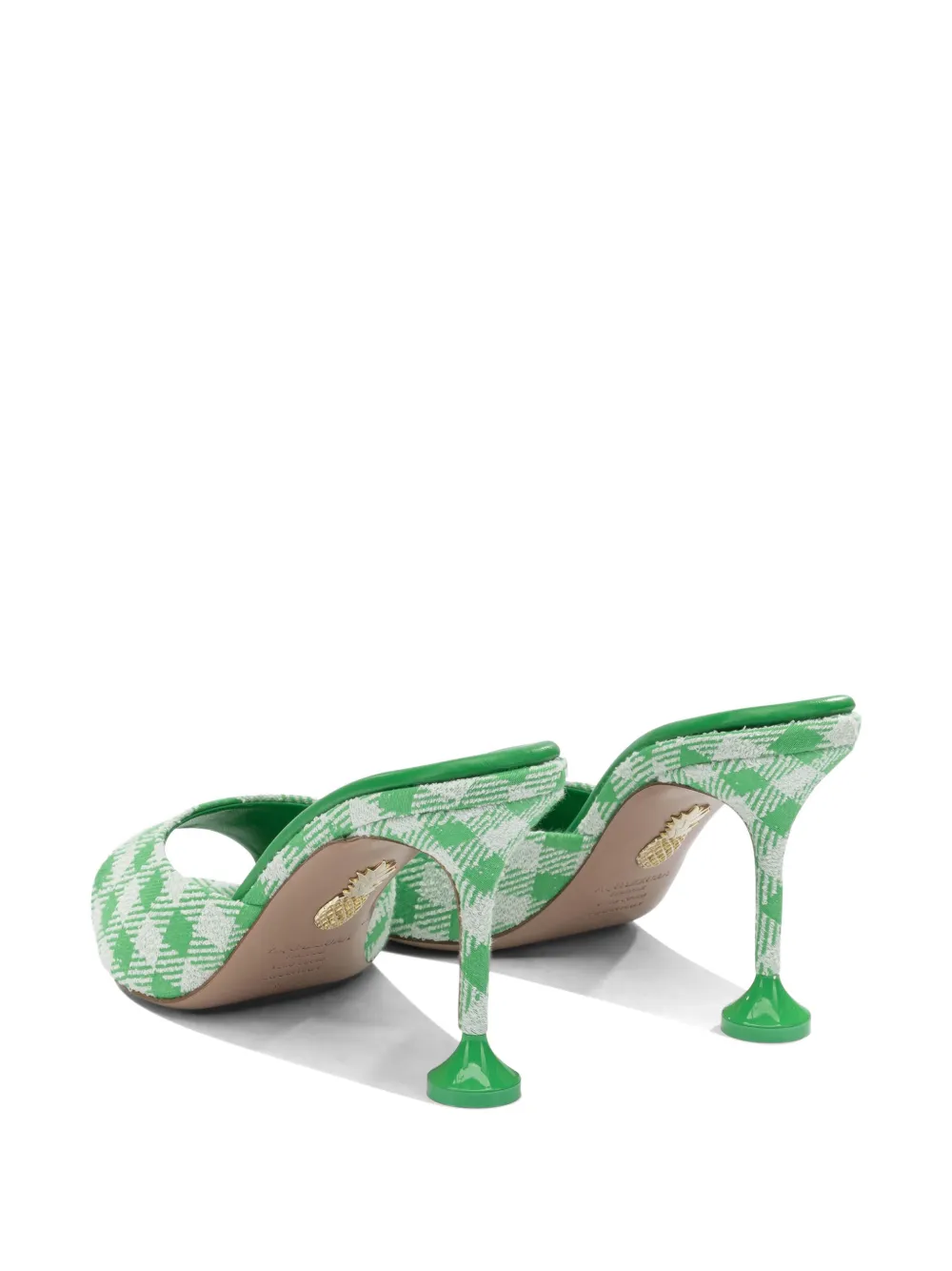 Aquazzura check-pattern open-toe mules Groen