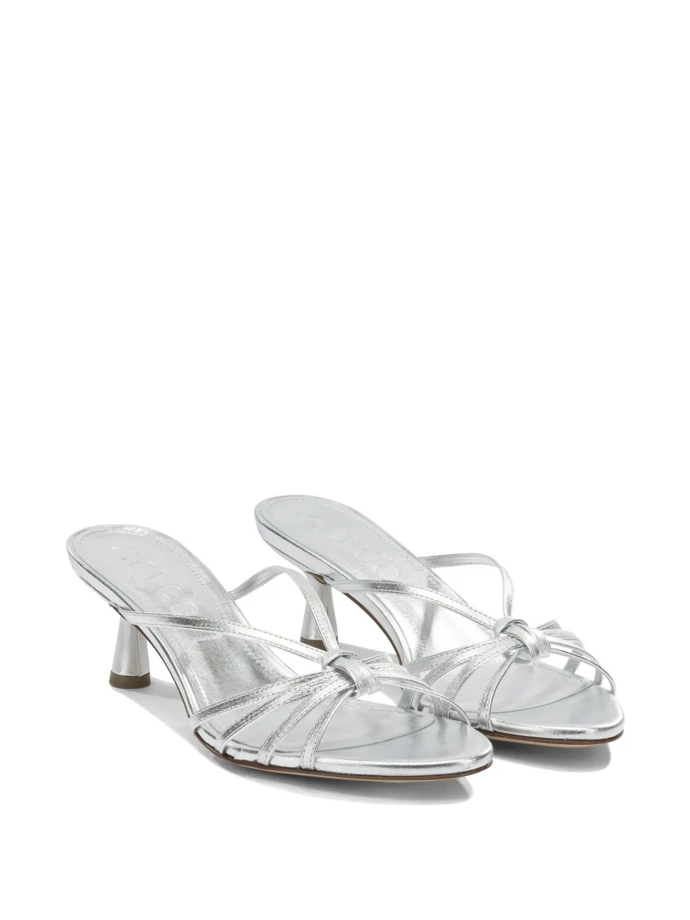 Aeyde Abby laminated leather sandals Zilver