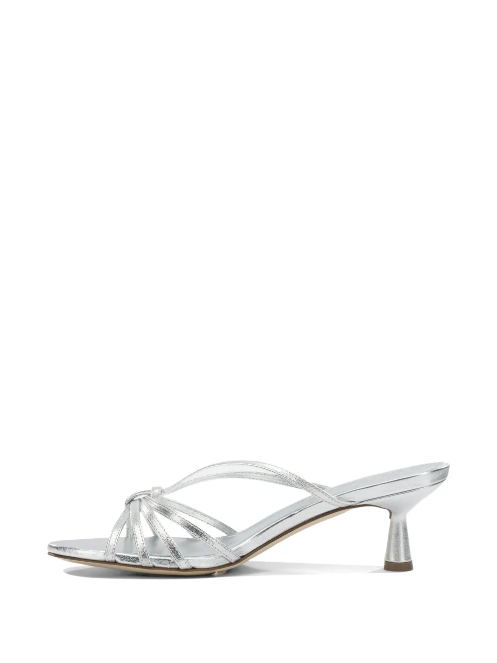 Aeyde Abby laminated leather sandals Zilver