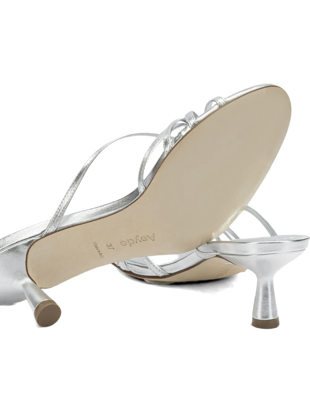 Aeyde Abby laminated leather sandals Zilver