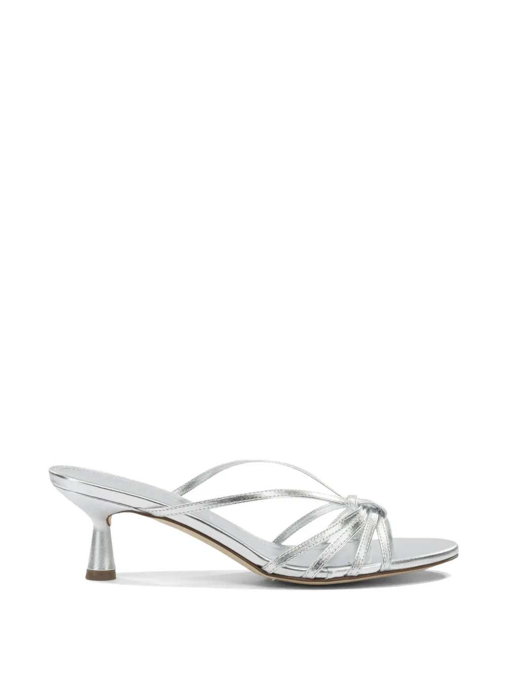 Aeyde Abby laminated leather sandals Zilver