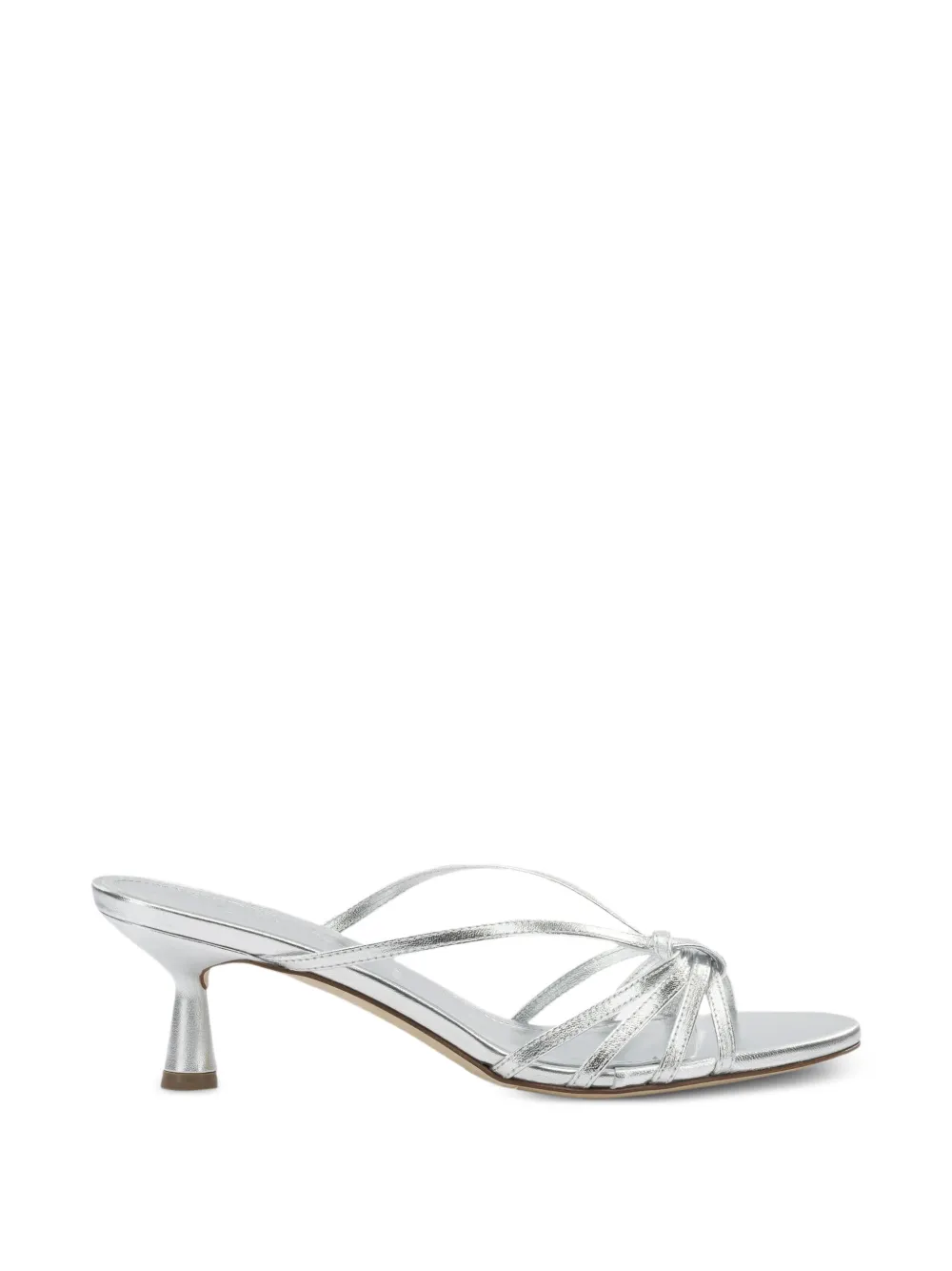 Aeyde Abby laminated leather sandals Zilver