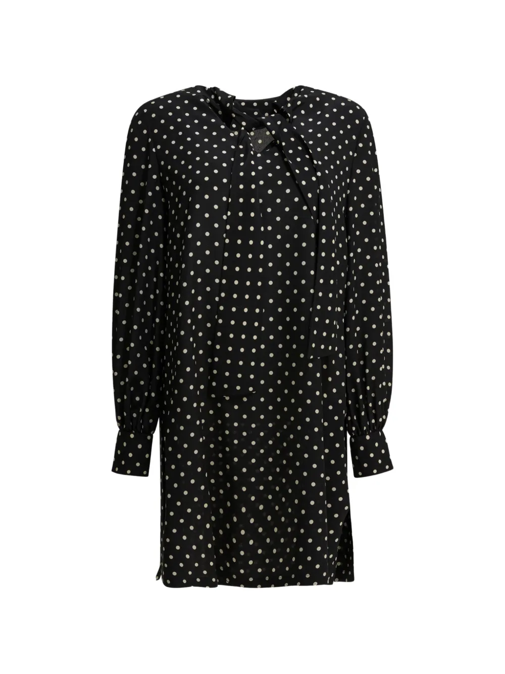 Valentino Garavani polka-dot pussy-bow mini dress - Nero