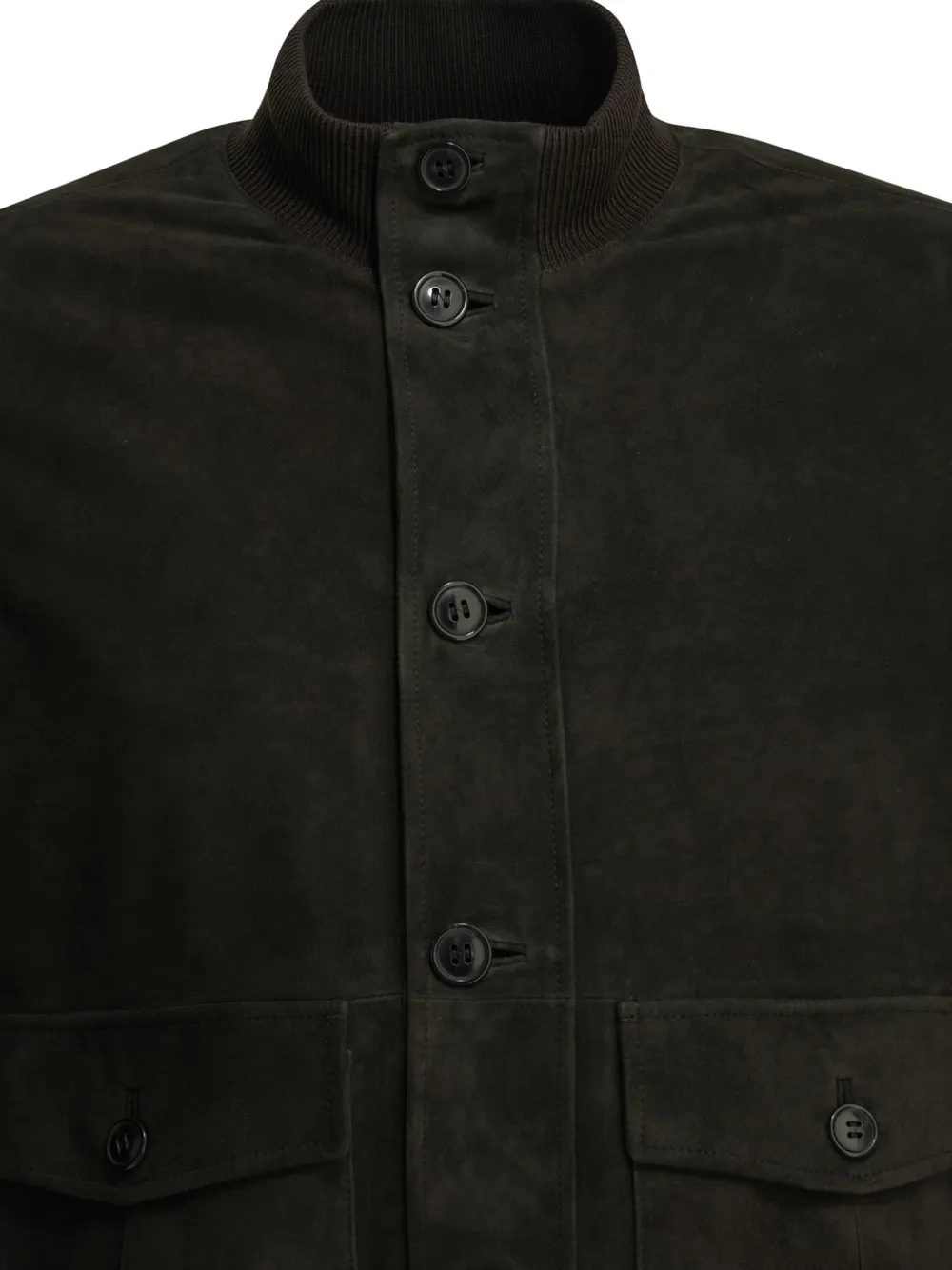 Zegna Suède jack met geribbelde afwerking Groen
