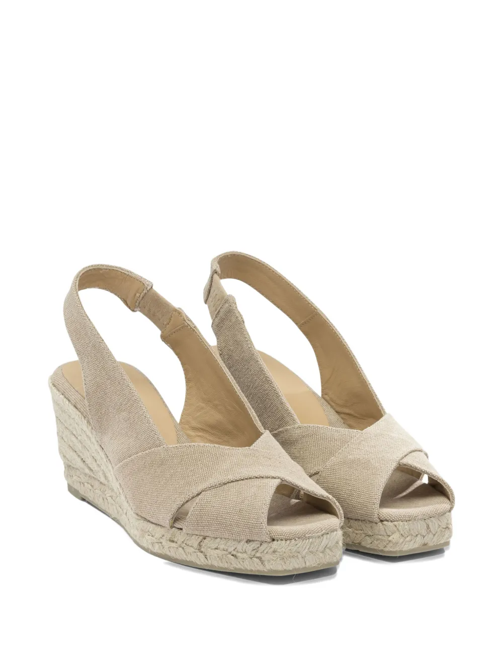 Castañer Diana espadrilles met gekruist bandje en sleehak Beige