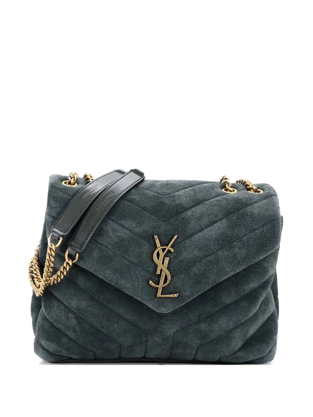 Saint Laurent Pre-Owned Loulou Matelasse Chevron Suede Small shoulder bag - Grün