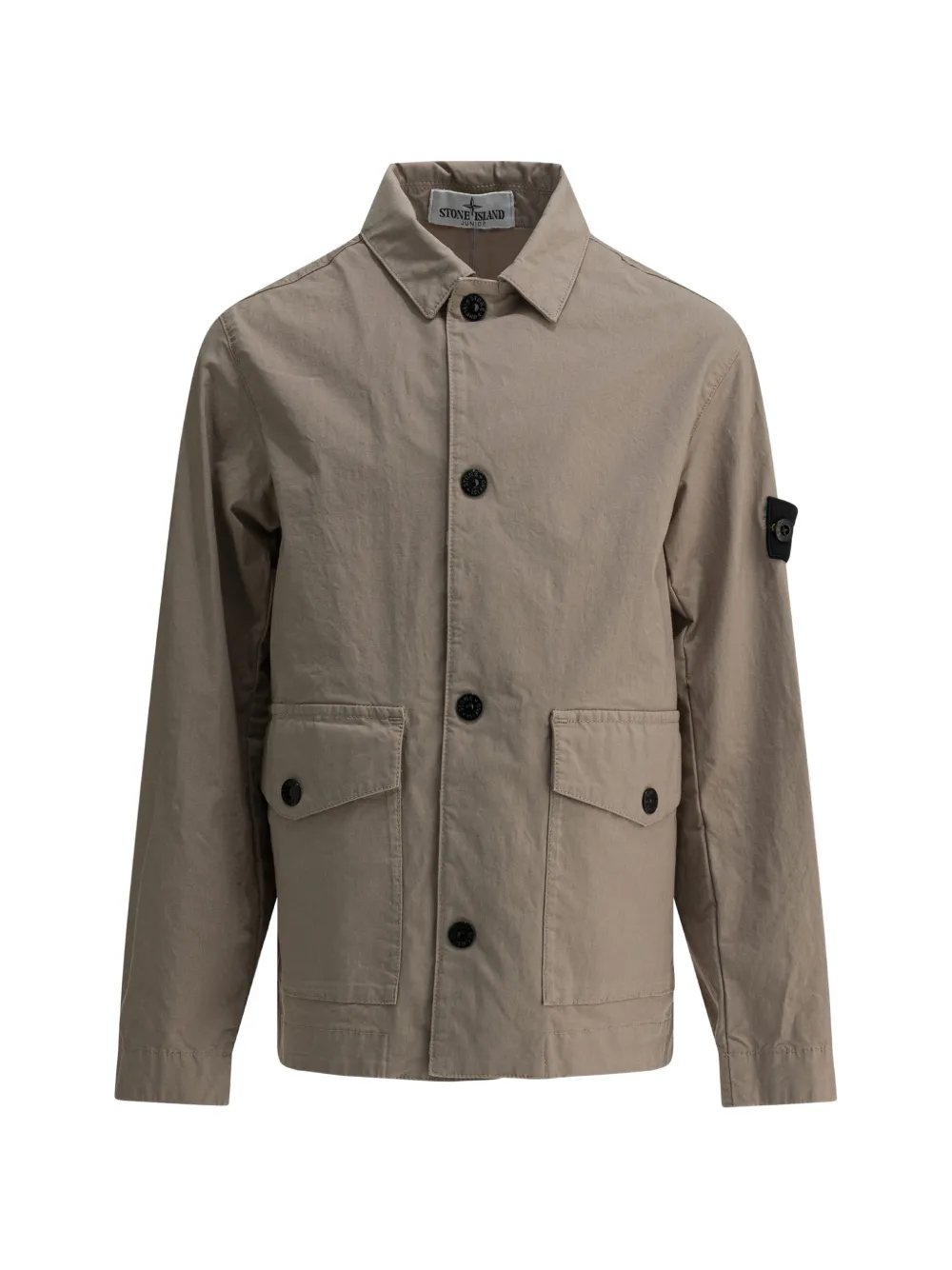 Stone Island Junior logo-patch button-up jacket - Nude