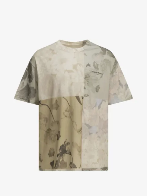 Maison Margiela playera con cuello redondo y estampado floral