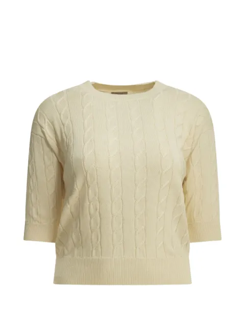 RAKKI cable-knit short-sleeve sweater