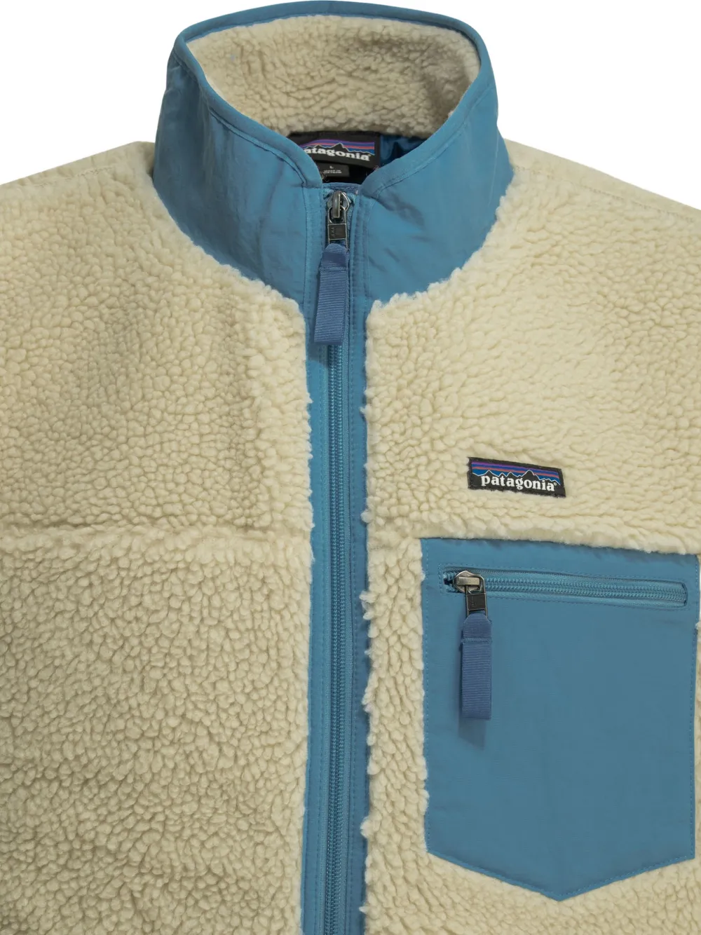 Patagonia Gilet met fleece textuur en vlakken Beige
