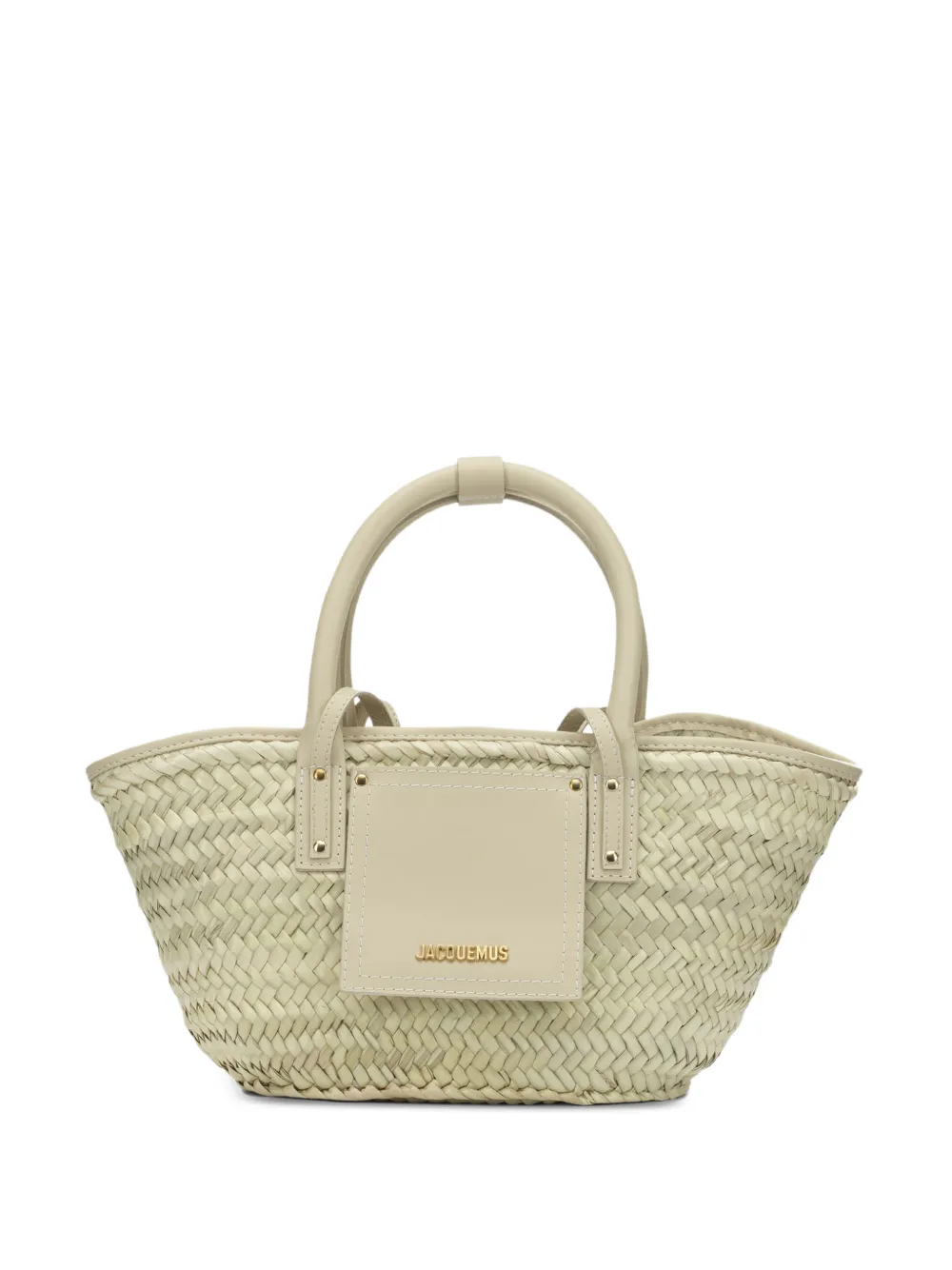 Jacquemus mini Soli woven-straw leather-trim tote bag - Toni neutri