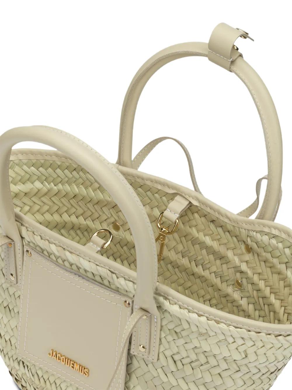 Jacquemus Kleine The Soli raffia tas Beige