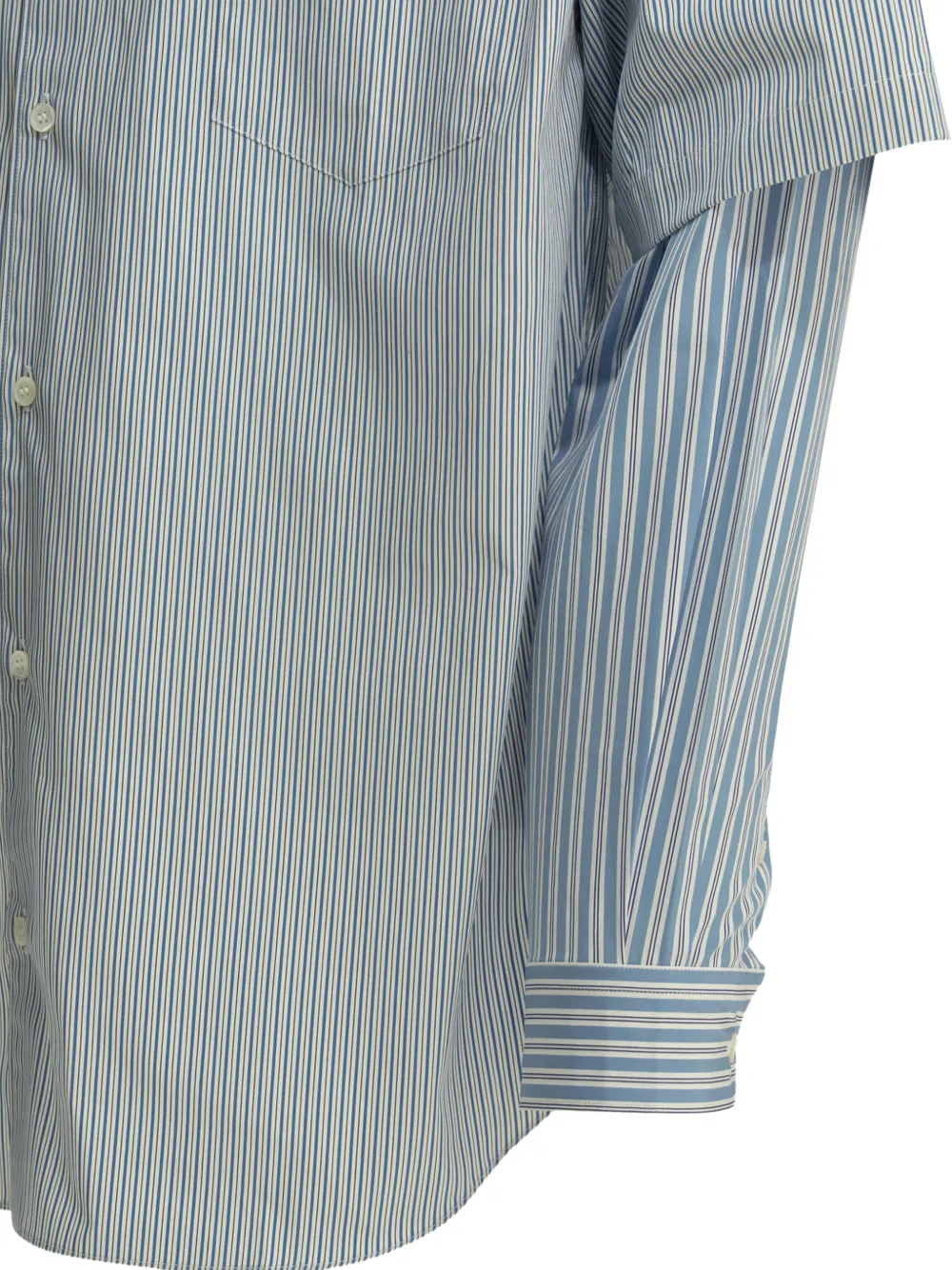 Comme des Garçons Homme Gestreept overhemd met gelaagde mouwen Wit