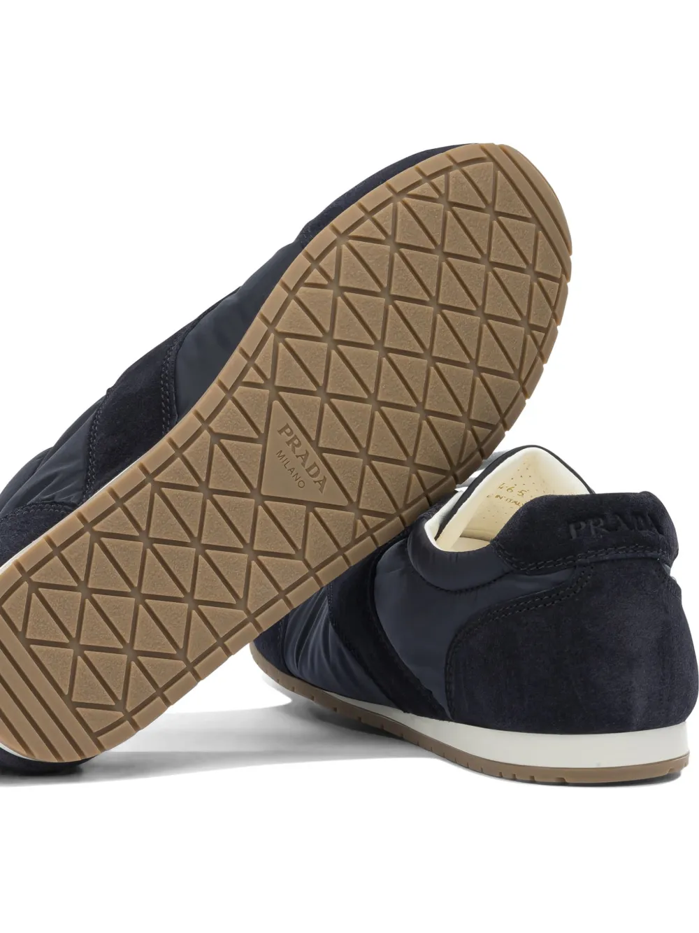 Prada suede-panelled sneakers Blauw