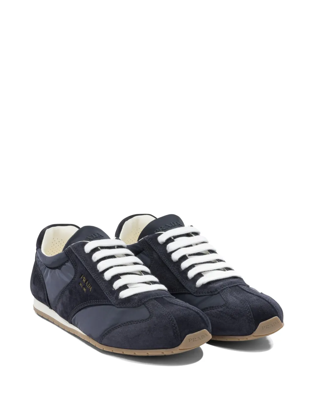 Prada suede-panelled sneakers Blauw
