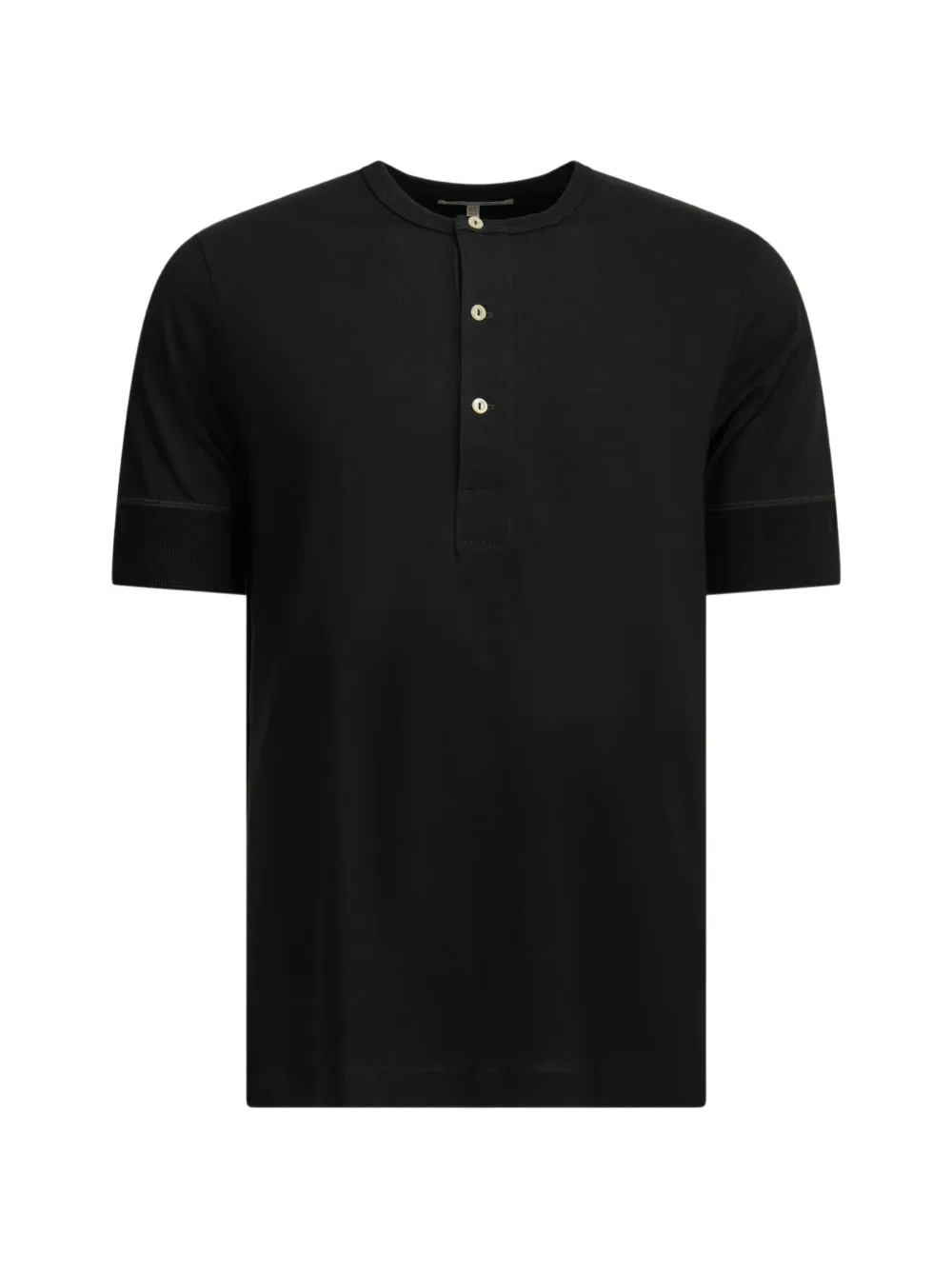 Merz B. Schwanen 103 Maco-Imit button-placket ribbed-cuff T-shirt - Schwarz