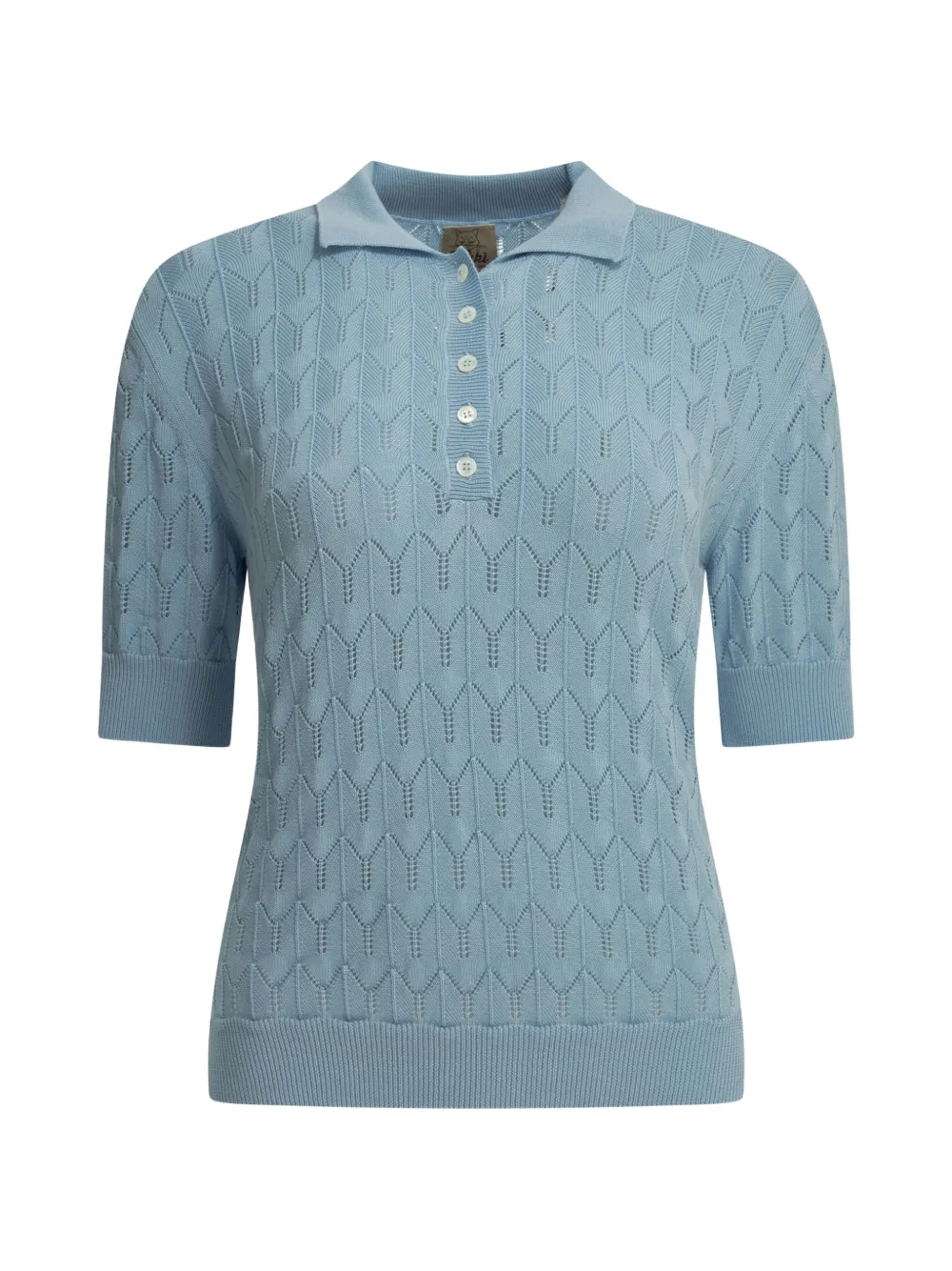 RAKKI California pointelle-knit polo top - Blu