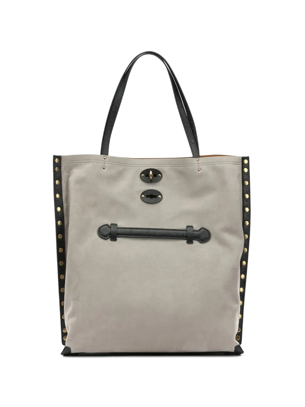 Zanellato medium A'spasso® stud-embellished suede tote bag - Grau