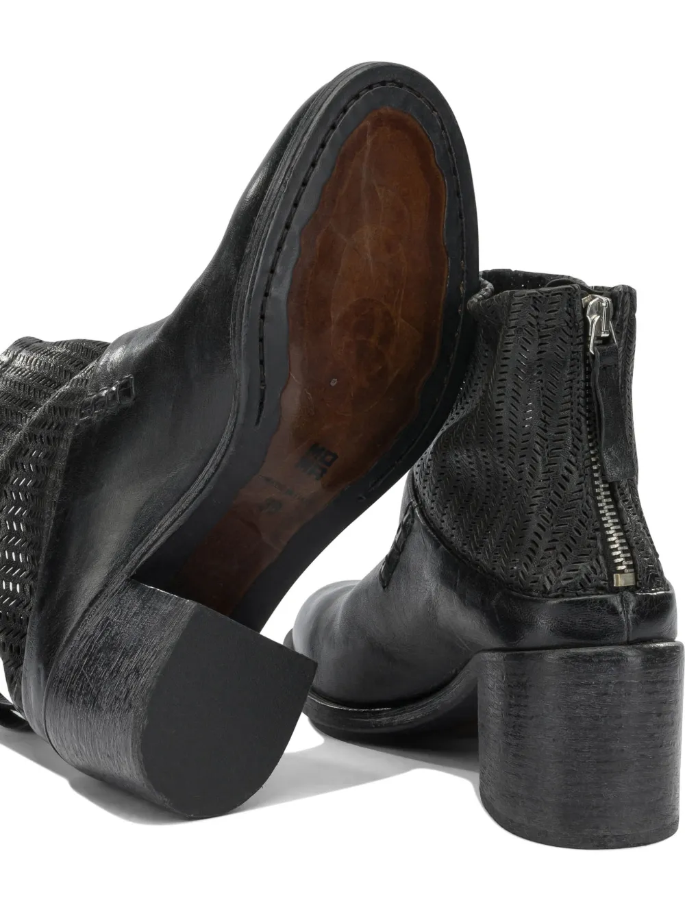 Moma panelled leather ankle boots Zwart