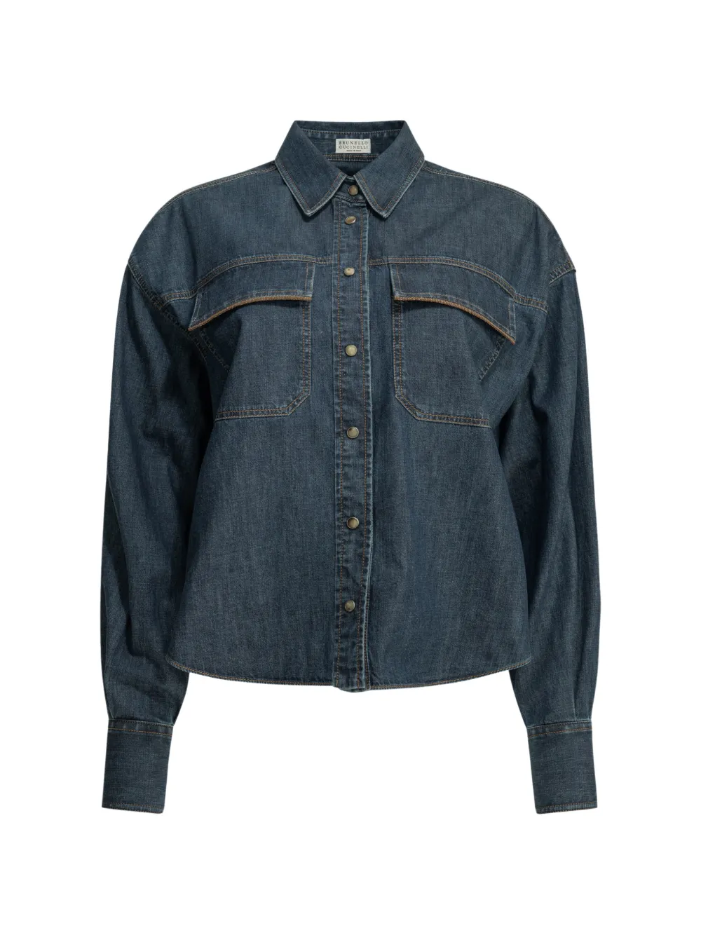 Brunello Cucinelli contrast-stitching denim shirt - Blu