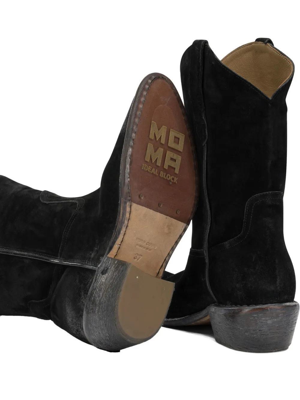 Moma panelled cowboy boots Zwart