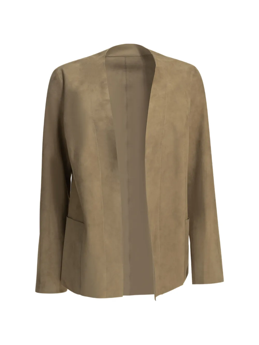 Salvatore Santoro suede collarless jacket - Toni neutri