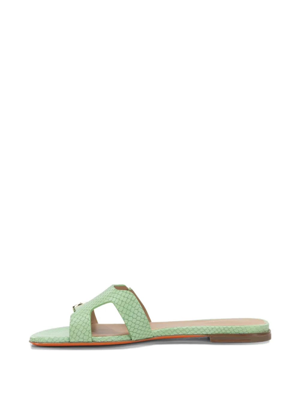 Santoni snakeskin-effect buckle-fastening sandals Groen
