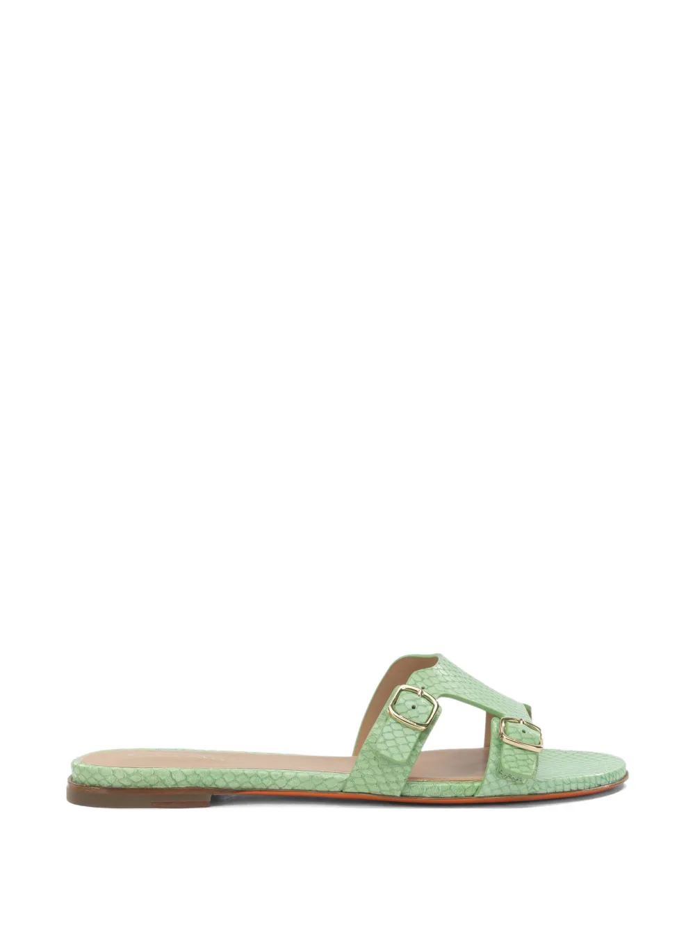 Santoni snakeskin-effect buckle-fastening sandals - Verde