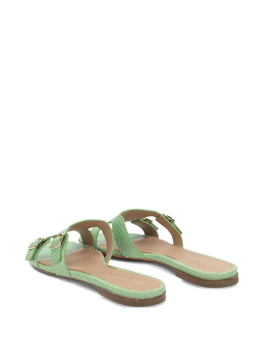 Santoni snakeskin-effect buckle-fastening sandals Groen