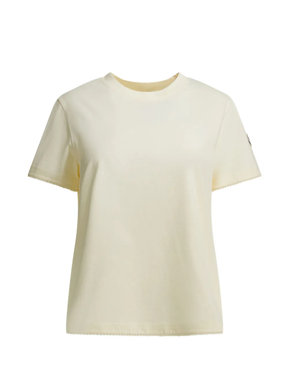 Moncler T-shirt met gewelfde afwerking en logopatch Beige
