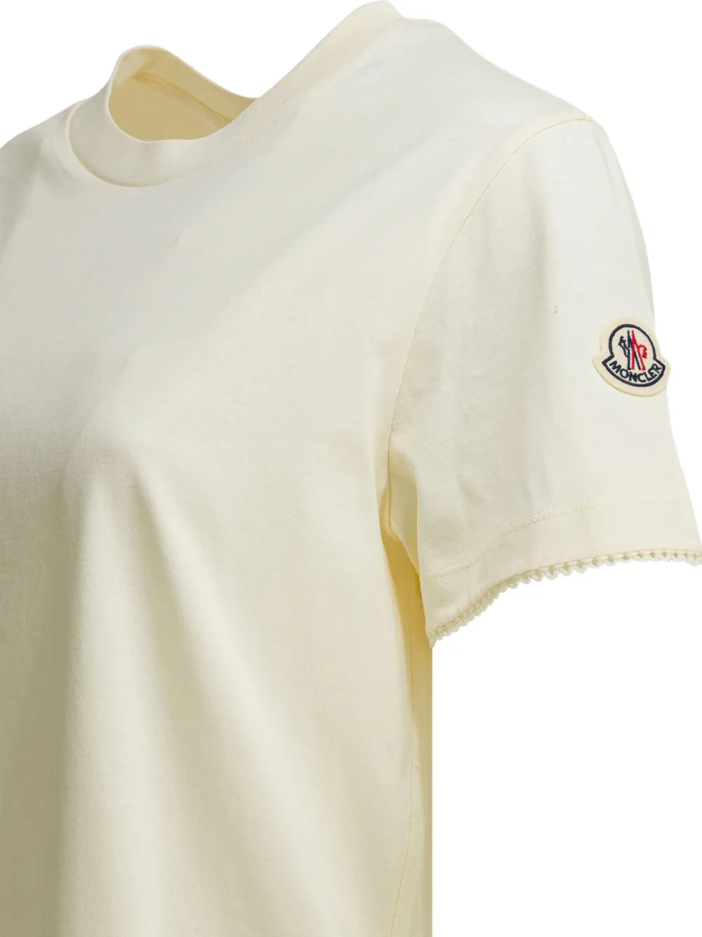 Moncler T-shirt met gewelfde afwerking en logopatch Beige
