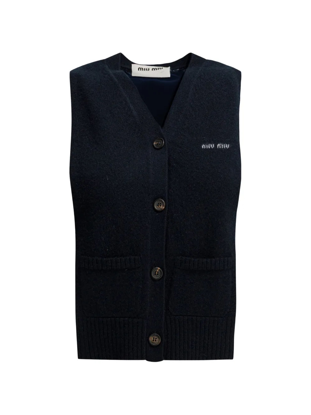 Miu Miu logo-embroidered cashmere sweater - Blu