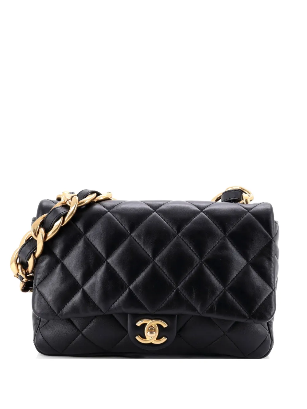 CHANEL Pre-Owned Große Funky Town Flap Schultertasche aus Lammleder mit Steppung - Schwarz