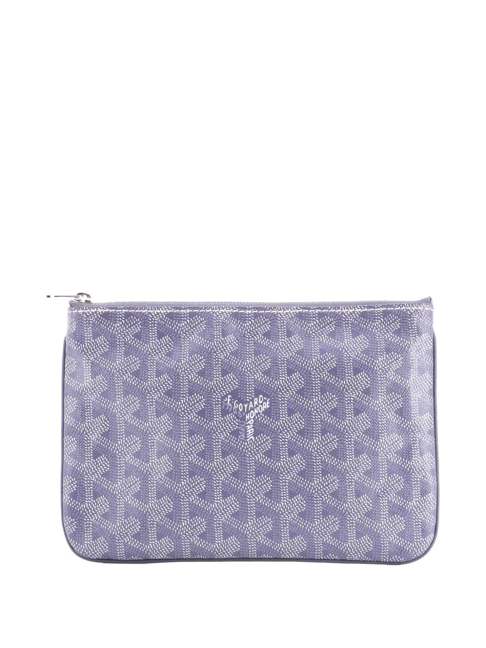 Pre-owned Goyard Senat Zip Coated Canvas Pm Pouch In Gray