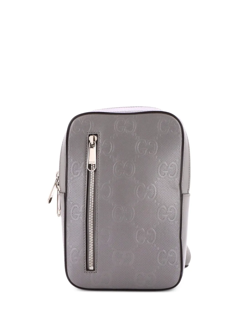 Gucci Pre-Owned Sling GG Embossed Perforated Leather backpack - Grigio