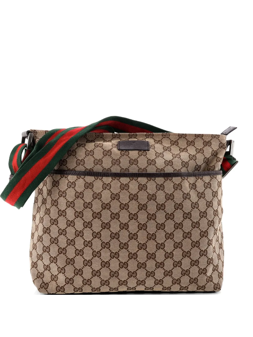 Gucci Pre-Owned Front Pocket Web Messenger GG Canvas Medium crossbody bag - Marrone