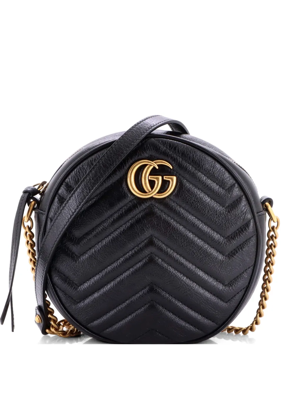 Gucci Pre-Owned GG Marmont Round Shoulder Bag Matelasse Leather Mini crossbody bag - Nero