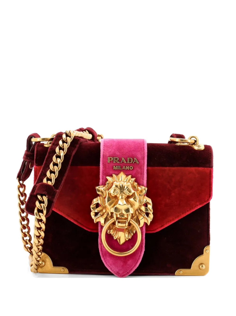 Prada Pre-Owned Animalier Cahier Velvet Small crossbody bag - Red