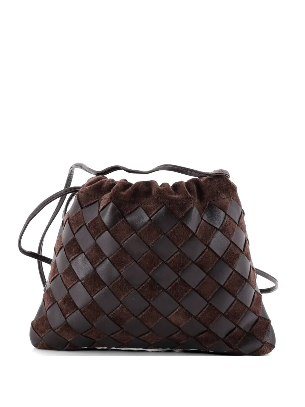 Bottega Veneta Pre-Owned Drawstring Dustbag Intrecciato Leather and Suede Small crossbody bag - Marrone