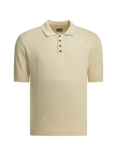 RAKKI diamond-patterned knit polo shirt