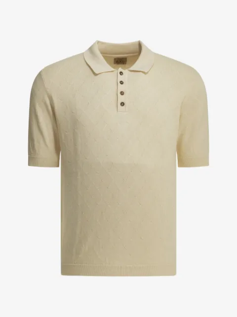RAKKI diamond-patterned knit polo shirt